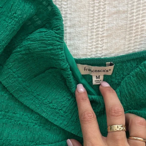 Francesca's Collections Green Ruffle Bodysuit - Picture 2 of 5